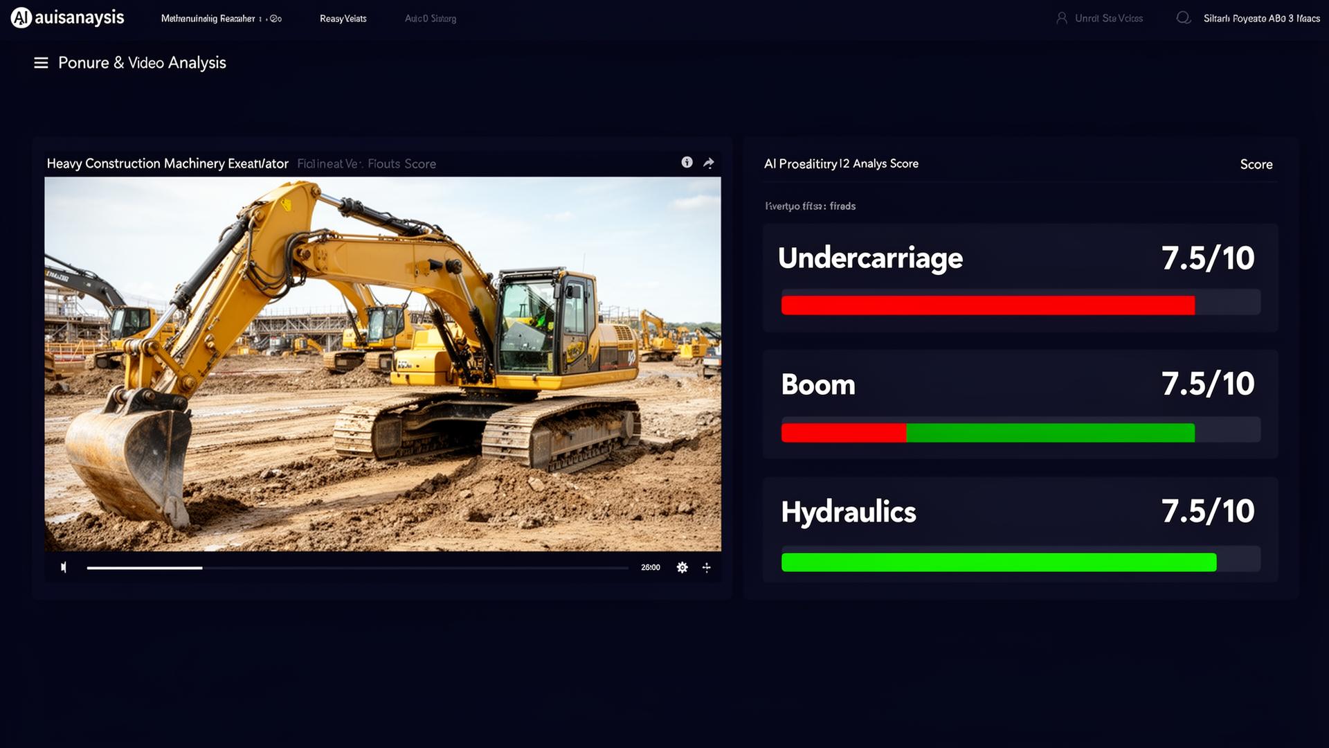 AI videoanalys av grävmaskin – poängsättning per kategori